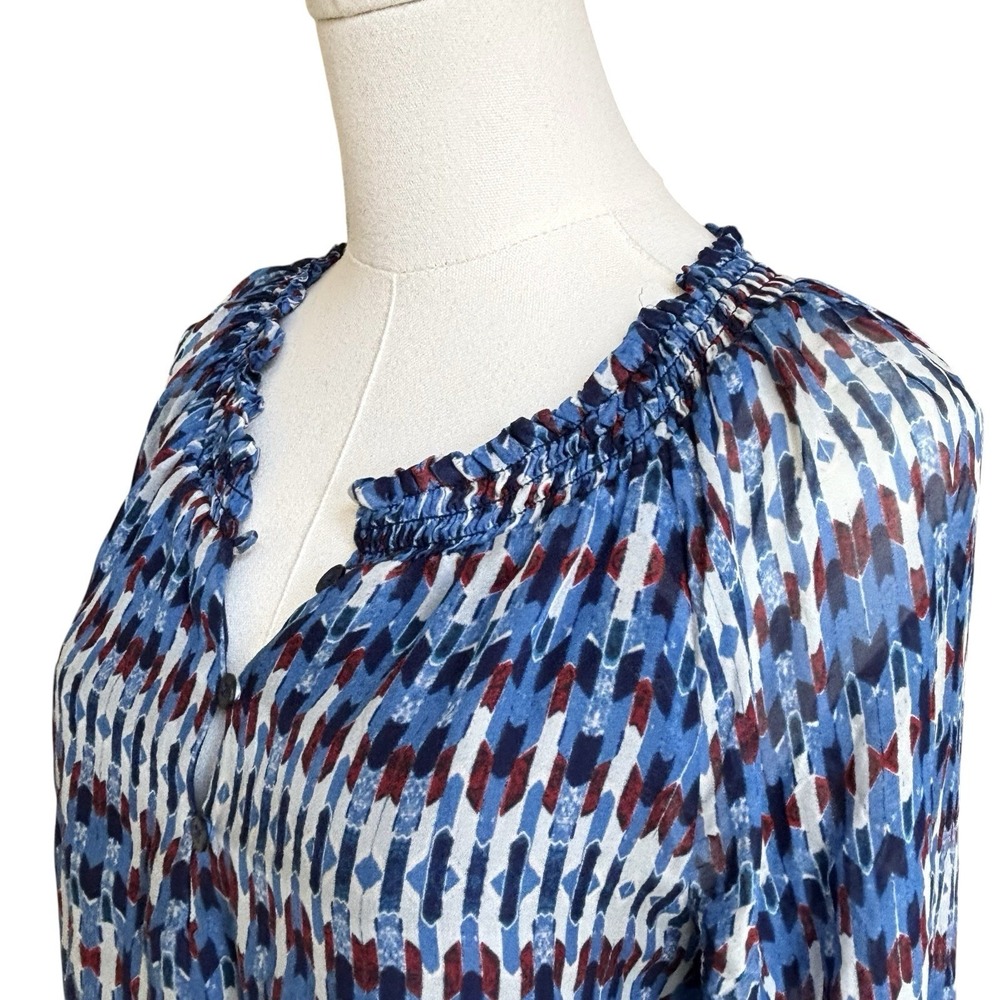 Shoshanna Size 4 Printed Silk Elastic Waist‎ Dress Blue. Lightweight. Lined - Picture 6 of 16